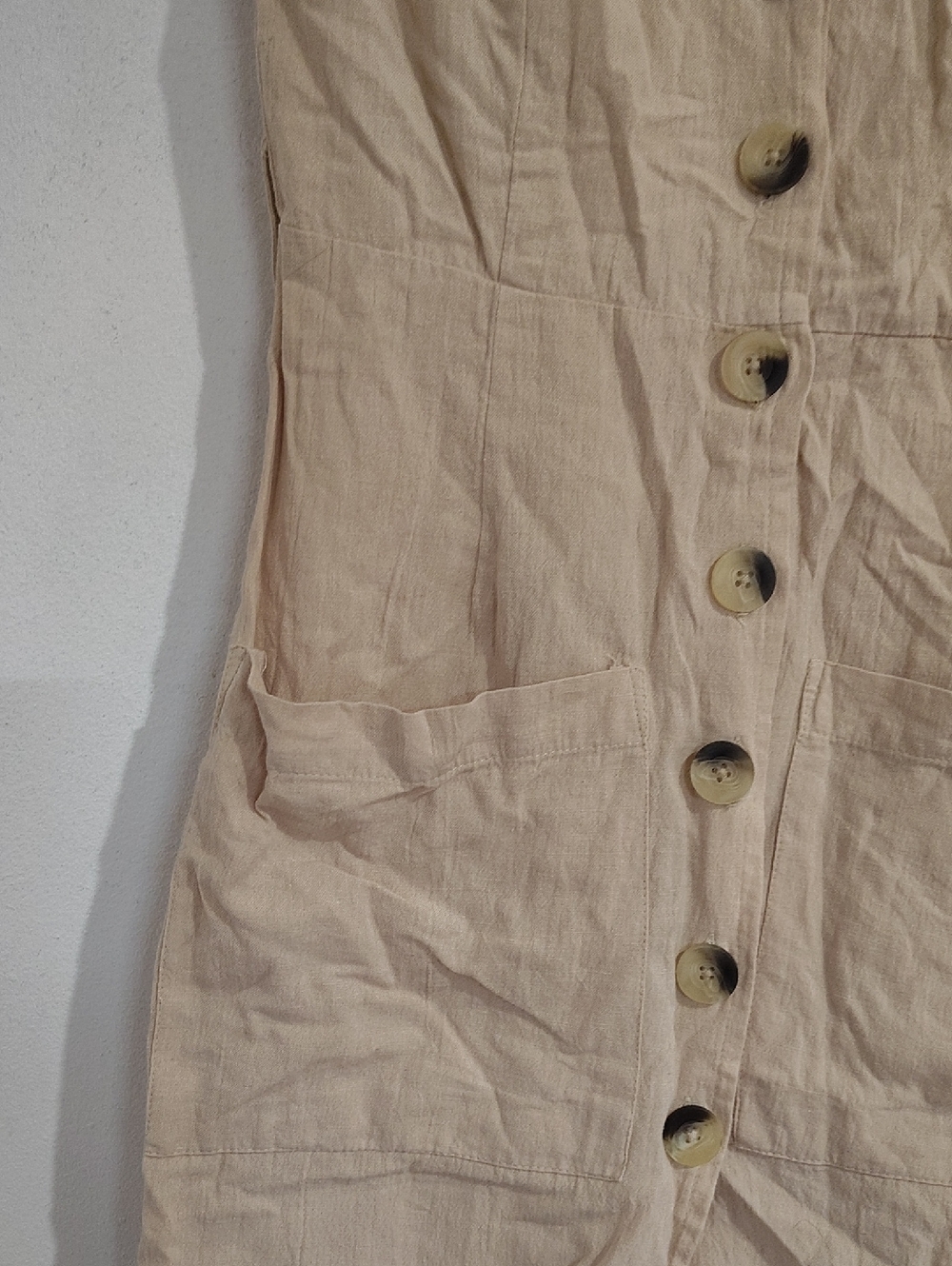 ASOS Beige Button-Front Mini Dress - Picture 4 of 7